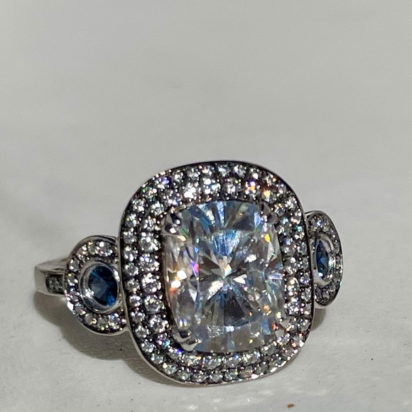 Platinum Antique Style 3ct Crushed Ice Cushion Moi - Picture 5 of 10